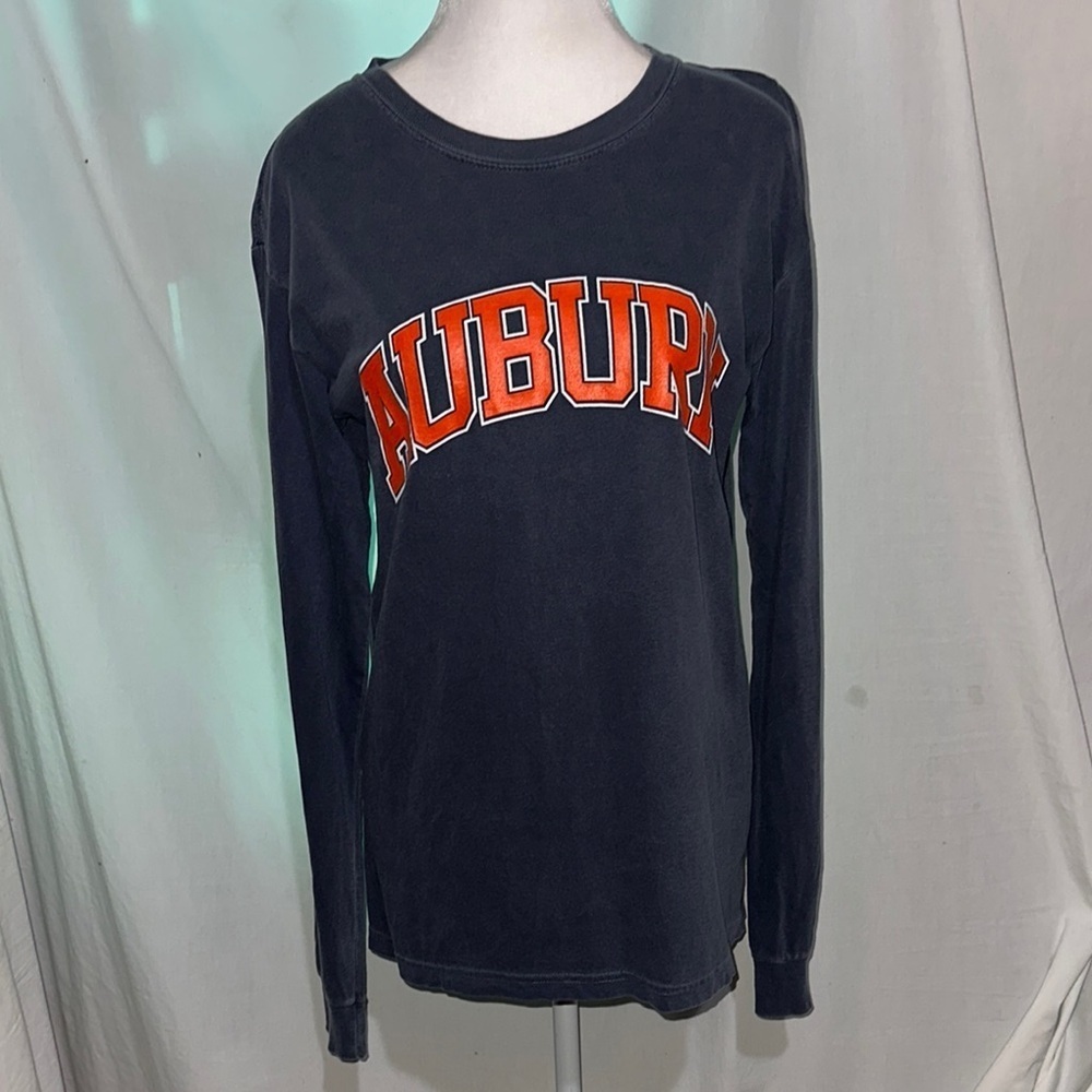 mens Comfort Colors blue & orange Auburn Long Sleeve Shirt size small